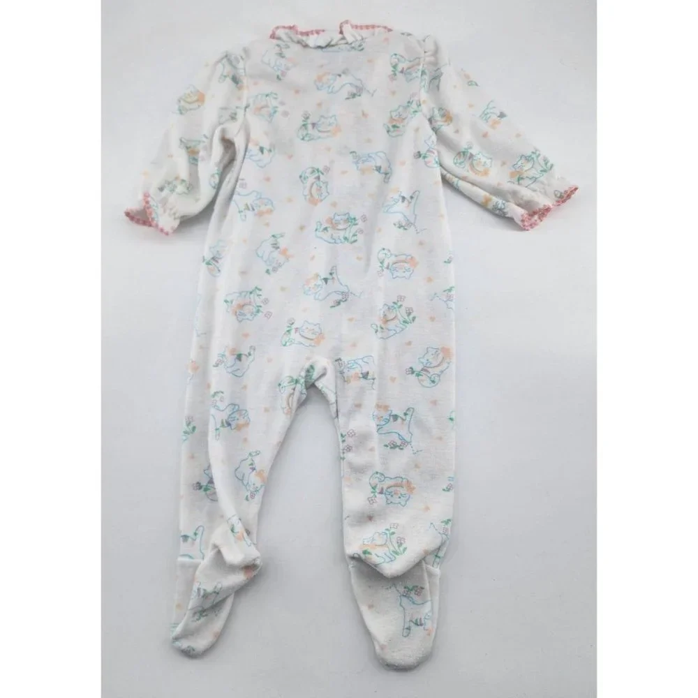 Vintage Carters Baby‎ Long Sleeve Footed One Piece Bodysuit Cat Print 12-17 Lbs